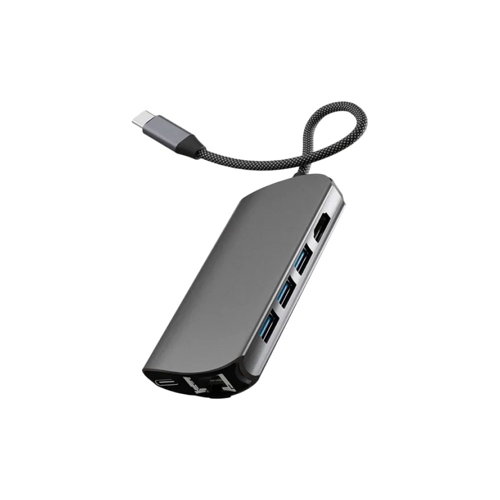 USB-хаб VLP Infinity 8 в 1хUSB-C, 3хUSB-A 3.0, HDMI, SD/Micro SD. Цвет: графит