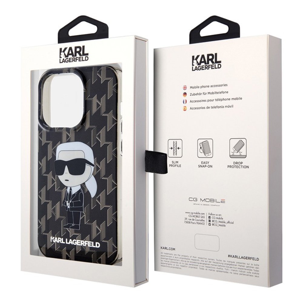 Чехол Lagerfeld PC/TPU Monogram NFT Karl Ikonik Hard для iPhone 15 Pro. Цвет: чёрный