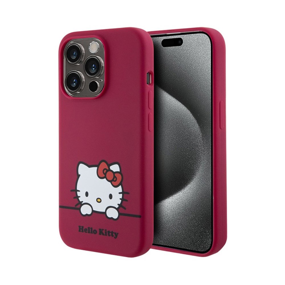 Чехол Hello Kitty Liquid Silicone Dreaming Kitty для iPhone 15 Pro Max. Цвет: красный