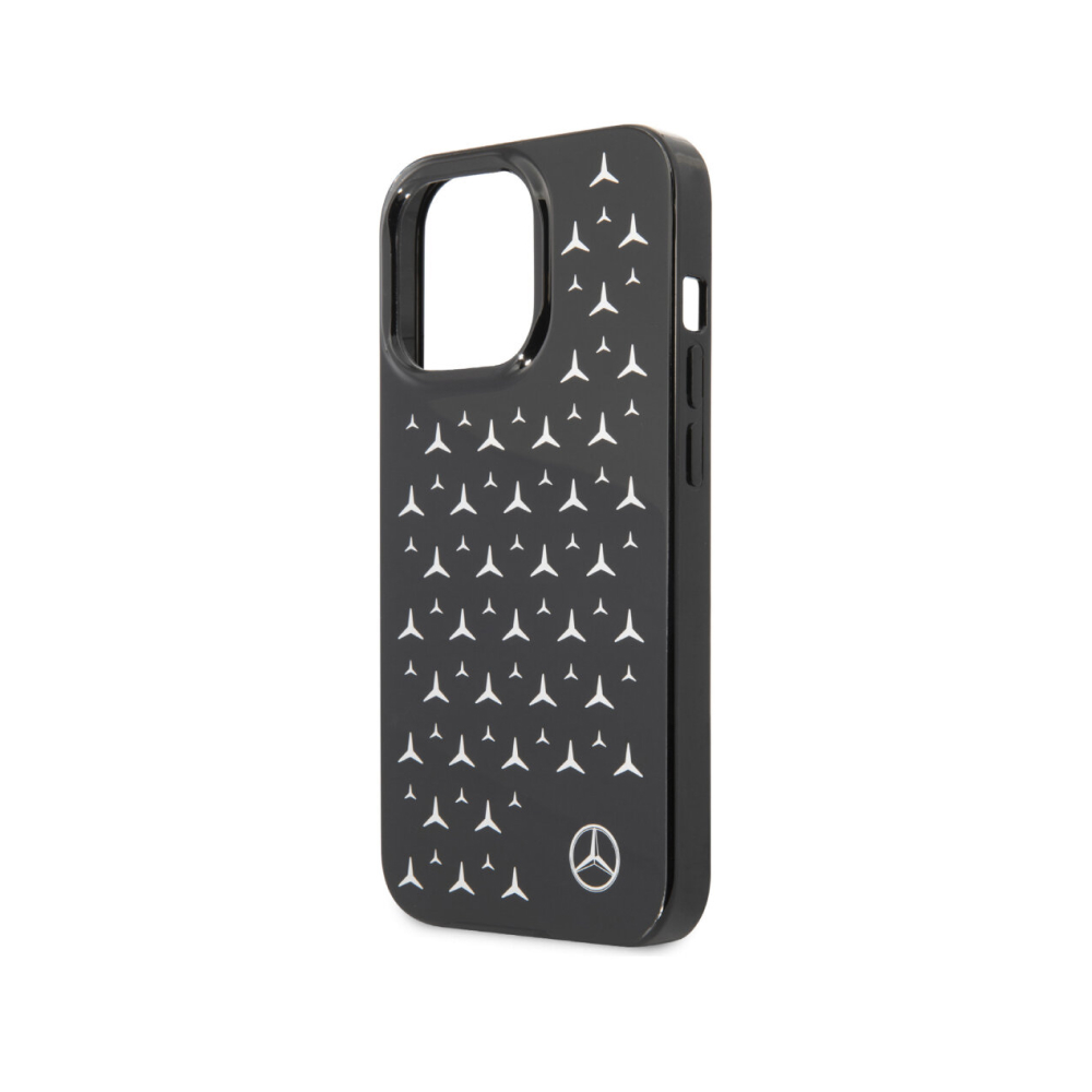 Чехол Mercedes для iPhone 13 PC/TPU Silver Stars Hard. Цвет: чёрный