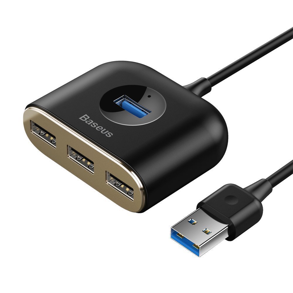 Кабель-разветвитель Baseus Square 4 в 1 USB-A to 3xUSB-A, 1м. Цвет: чёрный