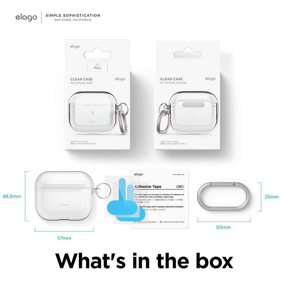 Чехол Elago Hang с карабином для AirPods 3. Цвет: прозрачный