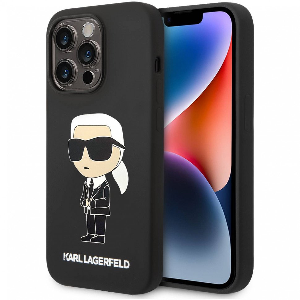 Чехол Lagerfeld для iPhone 14 Pro Liquid silicone NFT Karl Ikonik Hard. Цвет: чёрный