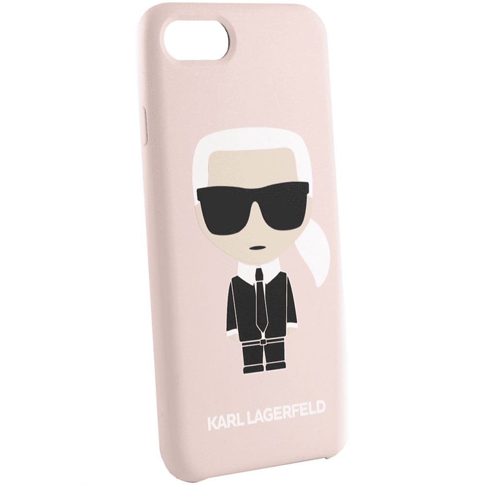 Чехол Lagerfeld для iPhone SE(2020)/8/7 Liquid Silicone Ikonik Karl Hard. Цвет: светло-розовый