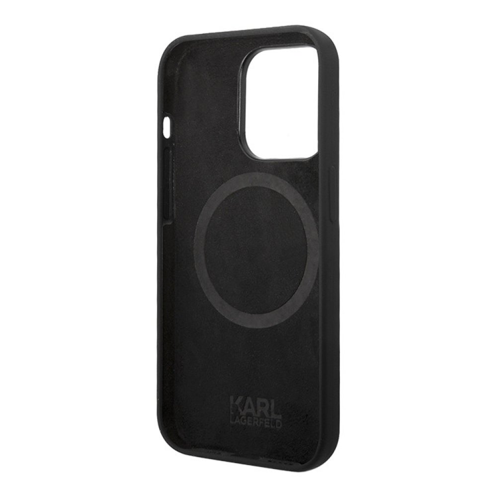 Чехол Lagerfeld для iPhone 14 Pro Max Liquid silicone NFT Choupette Hard (MagSafe). Цвет: черный