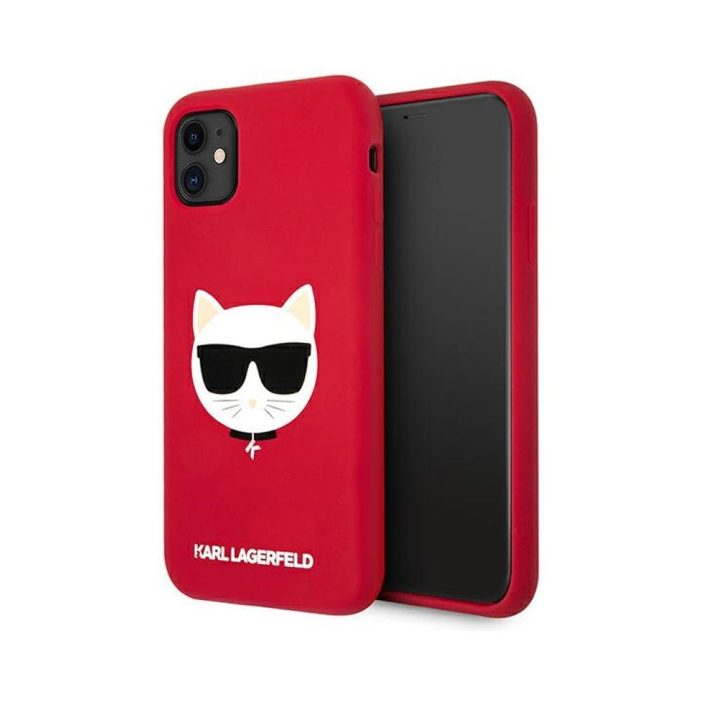 Чехол Lagerfeld для iPhone 11 Liquid Silicone Choupette. Цвет: красный