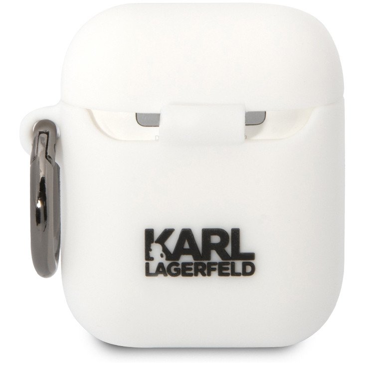 Чехол Lagerfeld NFT 3D Choupette для Airpods 1/2 силиконовый с кольцом. Цвет: белый