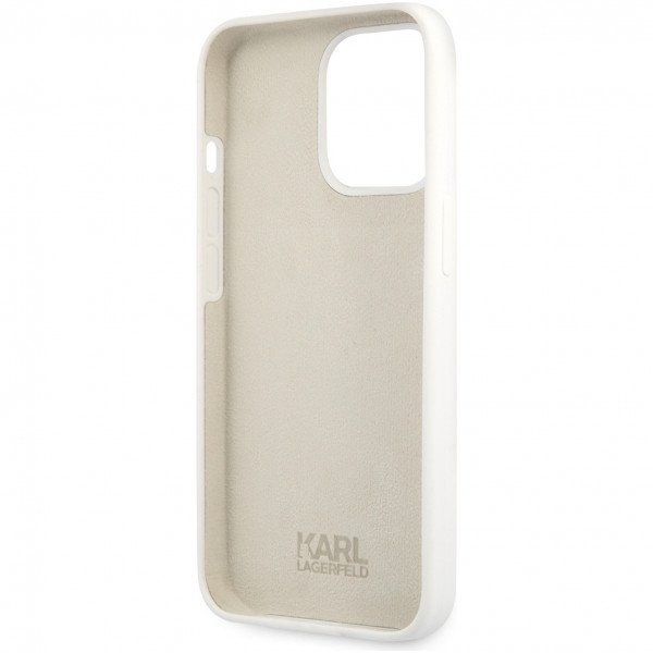 Чехол Lagerfeld для iPhone 13 Pro Liquid silicone Choupette Hard. Цвет: белый