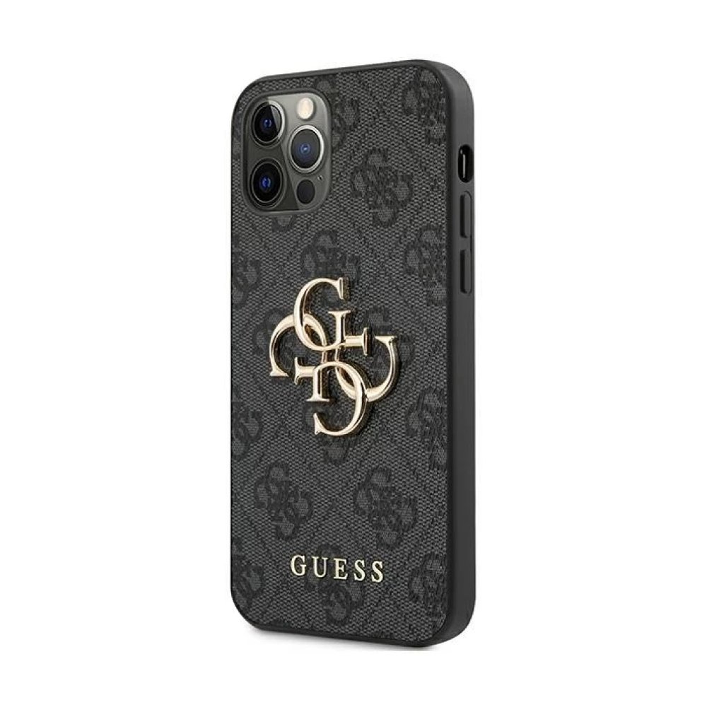 Чехол Guess для iPhone 12/12 Pro PU 4G Big metal logo Hard. Цвет: серый