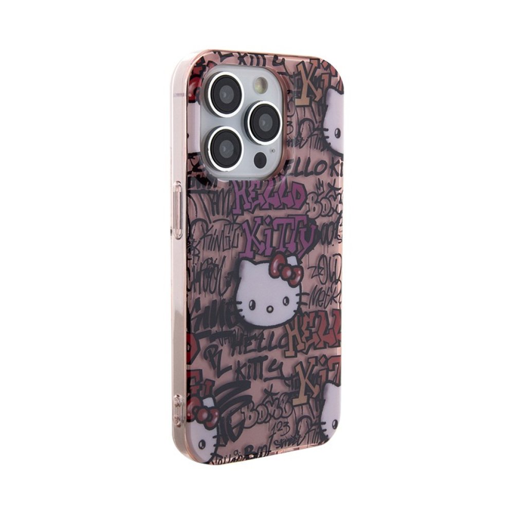 Чехол Hello Kitty PC/TPU Graffiti Tags для iPhone 14 Pro. Цвет: розовый