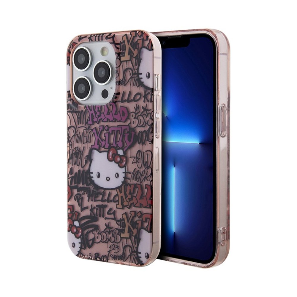 Чехол Hello Kitty PC/TPU Graffiti Tags для iPhone 14 Pro. Цвет: розовый