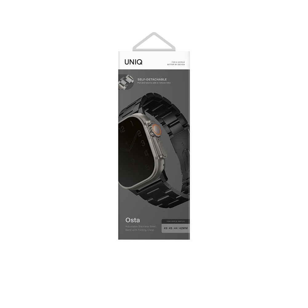 Ремешок из стали Uniq OSTA Steel Strap для Apple Watch 42/44/45/49мм. Цвет: черный