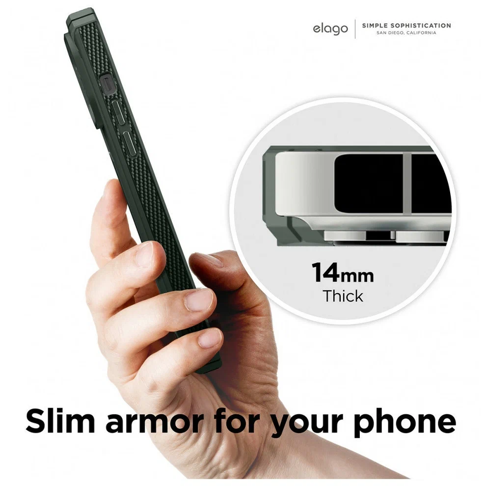 Чехол Elago ARMOR silicone (tpu) для iPhone 13 Pro. Цвет: тёмно-зелёный