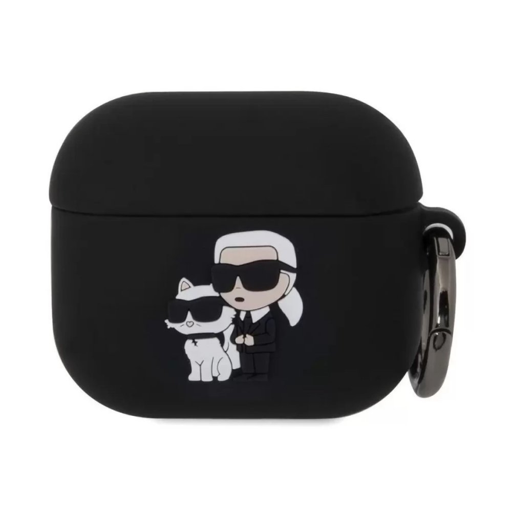 Чехол Lagerfeld Silicone case with ring NFT Karl & Choupette для AirPods 3. Цвет: чёрный