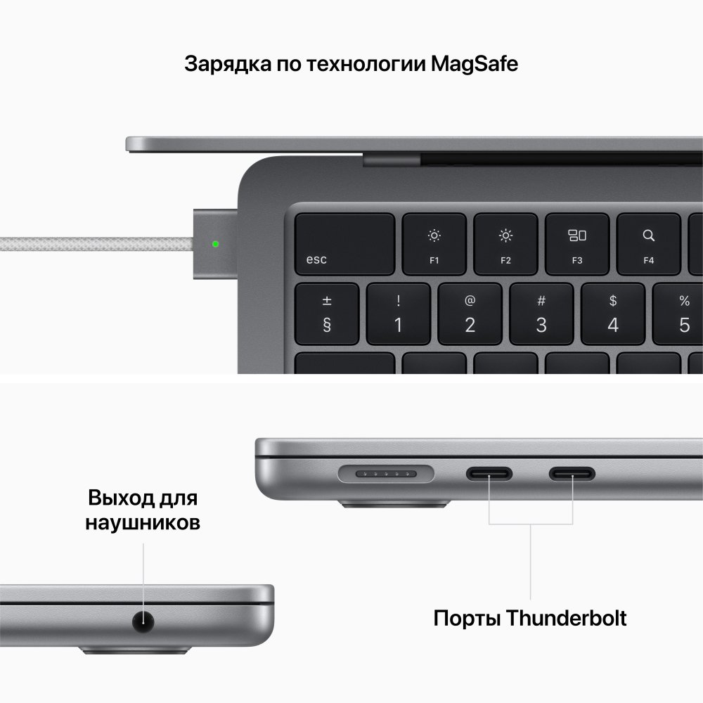 Ноутбук Apple MacBook Air 13" (M2, 2022), 8 ГБ / 256 ГБ SSD Цвет: "Серый космос"