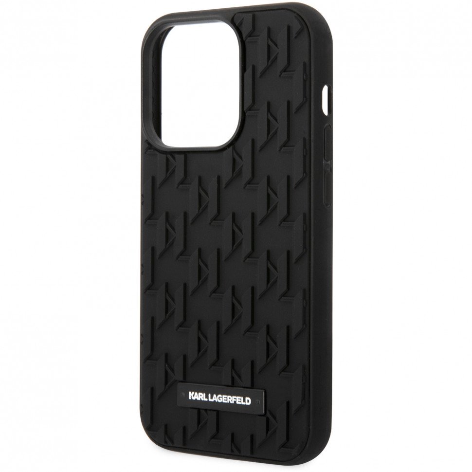 Чехол Lagerfeld для iPhone 14 Pro 3D Rubber Monogram w Metal logo Hard. Цвет: чёрный