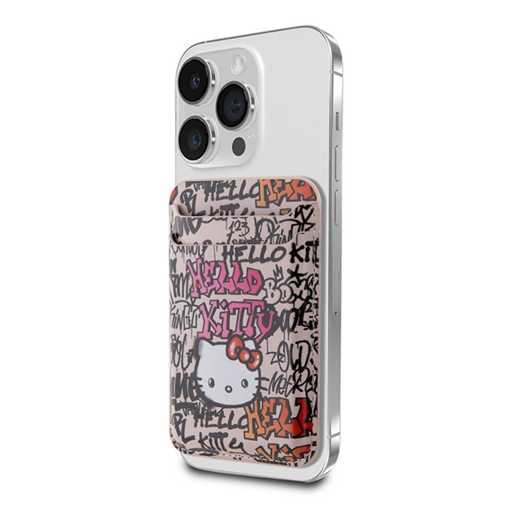 Магнитный бумажник Hello Kitty Cardslot MagSafe PU leather Graffiti Tags. Цвет: розовый