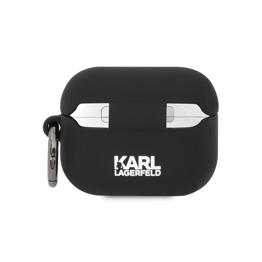 Чехол Lagerfeld NFT Karl & Choupette для AirPods Pro силиконовый с кольцом. Цвет: черный