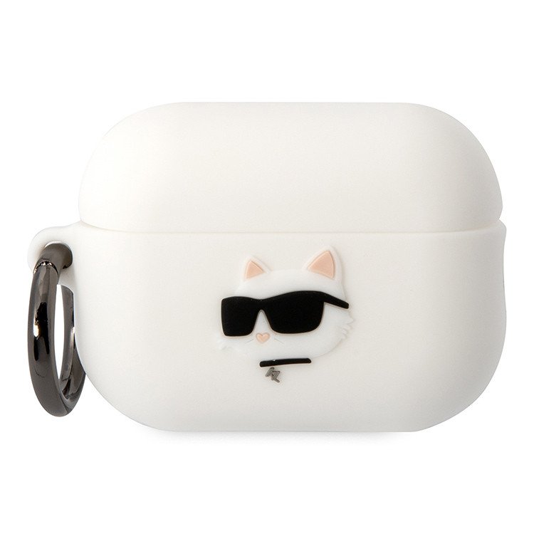 Чехол Lagerfeld NFT 3D Choupette для Airpods Pro 2 силиконовый с кольцом. Цвет: белый