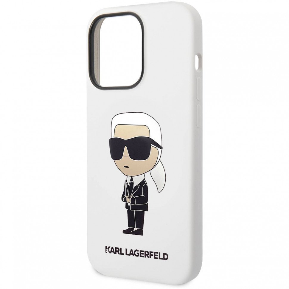 Чехол Lagerfeld для iPhone 14 Pro Max Liquid silicone NFT Karl Ikonik Hard. Цвет: белый