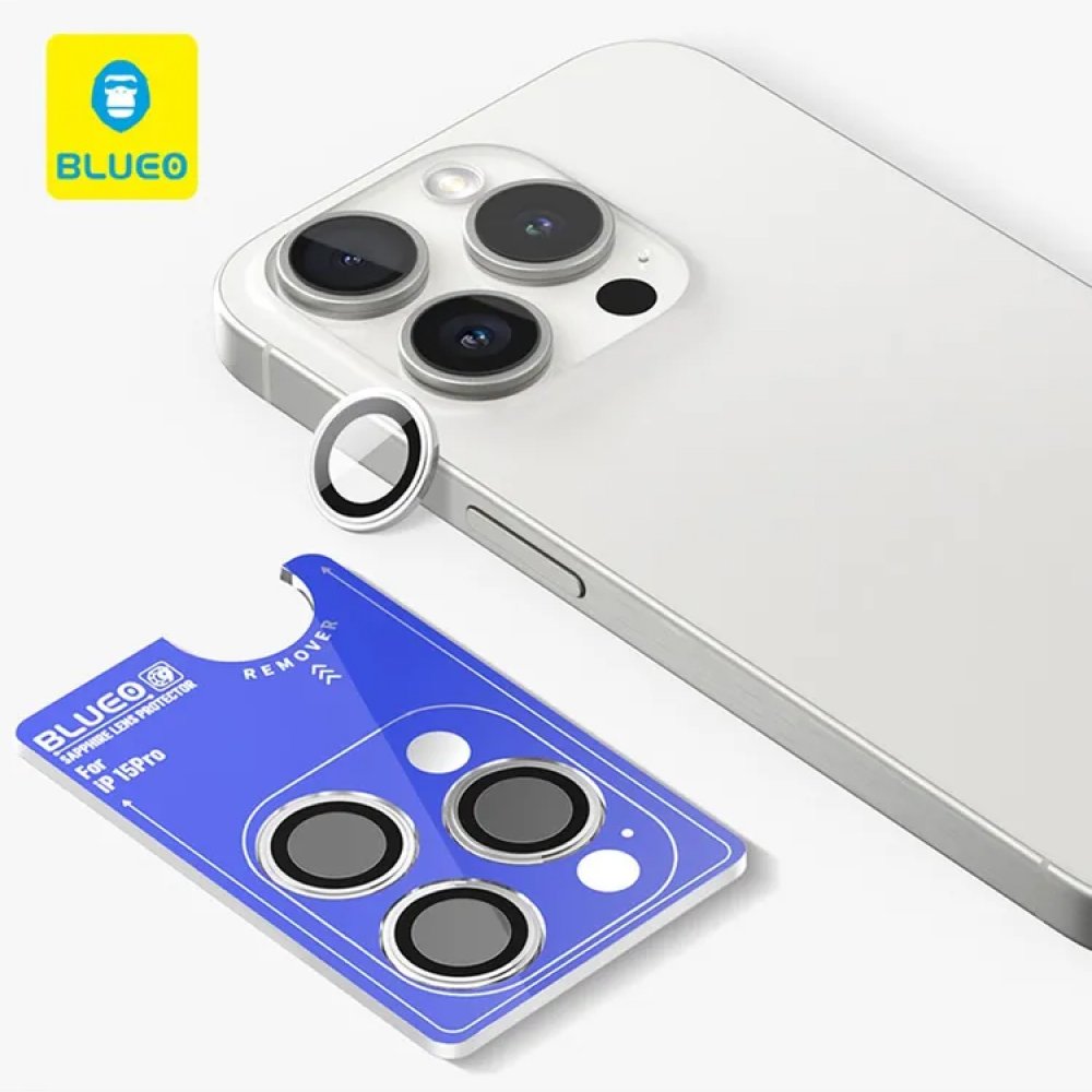 Защитное стекло BlueO Camera lens SAPPHIRE Alloy д/камеры iPhone 16 P/16 PM (3 шт.). Цвет: серебро