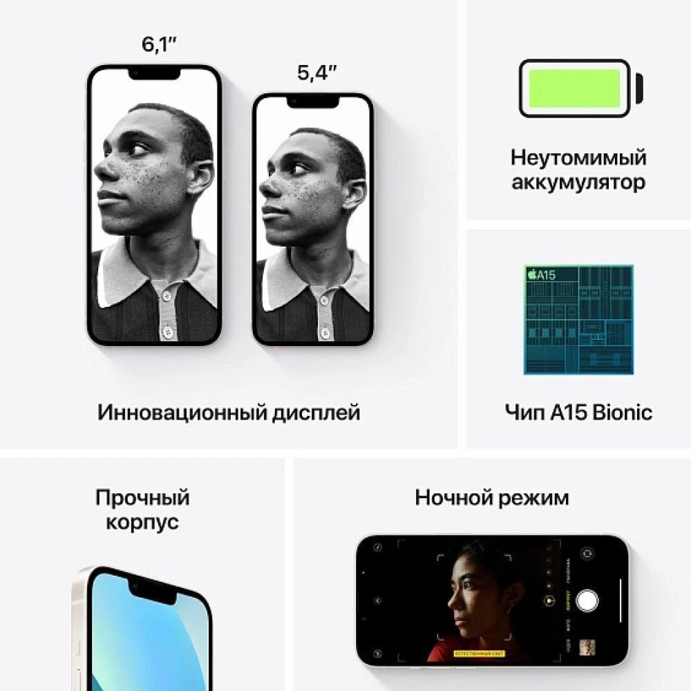 Смартфон Apple iPhone 13 128 ГБ (nano-SIM + eSIM). Цвет: "Сияющая звезда"