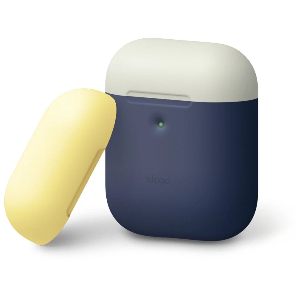 Чехол Elago для AirPods wireless, силикон, DUO Blue с крышками White и Yellow