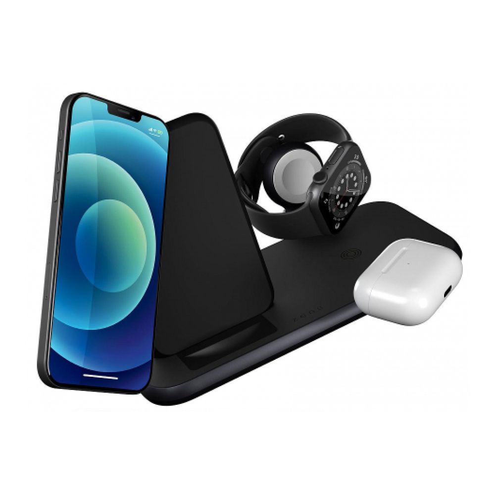 Док-станция Zens Aluminium Stand 4 в 1 Wireless Charger, PD, 45W. Цвет: чёрный