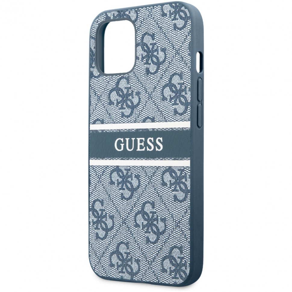 Чехол Guess для iPhone 14 Liquid Glitter Flower Hard. Цвет: синий