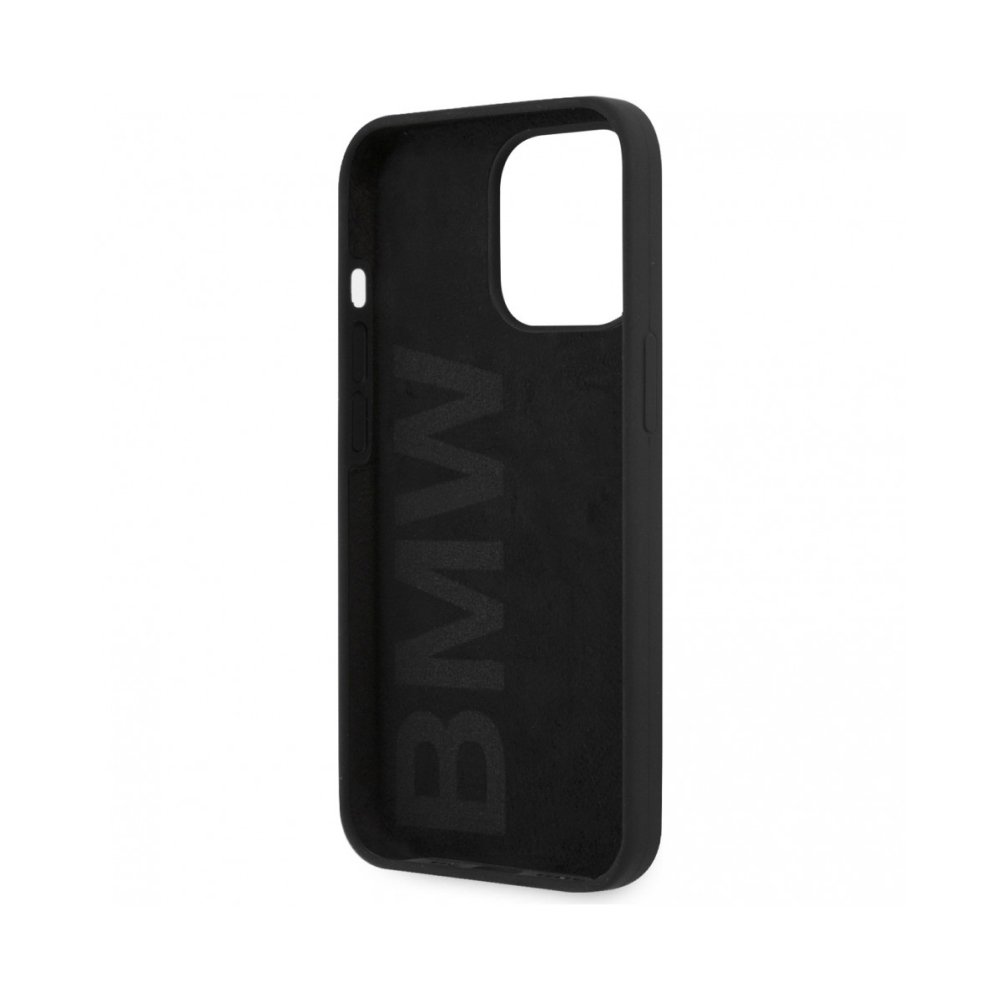 Чехол BMW Signature Liquid silicone Laser logo Hard (Magsafe) для iPhone 13 Pro Max. Цвет: чёрный