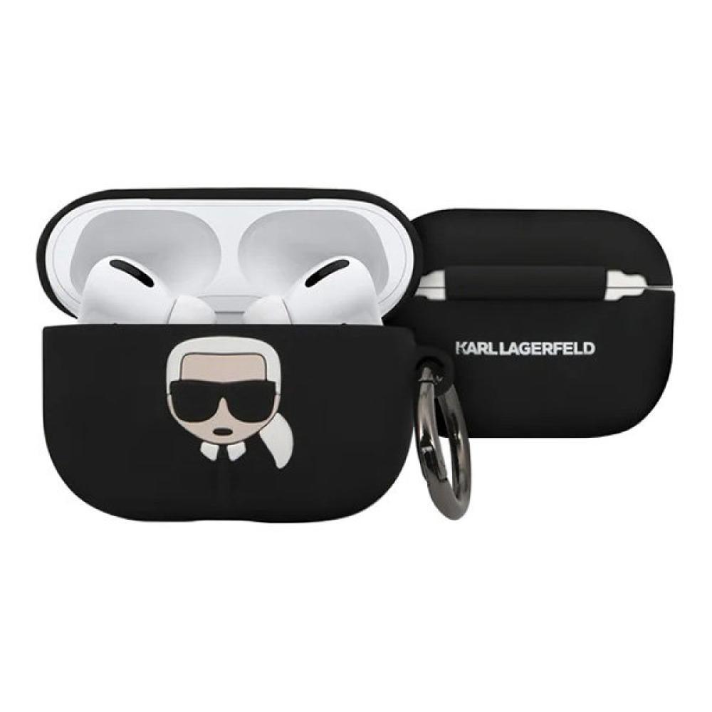 Чехол Lagerfeld Choupette для AirPods Pro силиконовый с кольцом. Цвет: черный