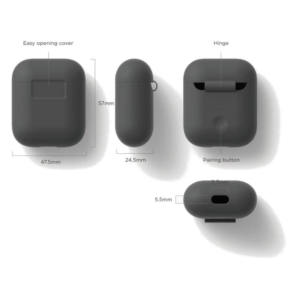 Чехол Elago для AirPods wireless, силикон, Dark Grey