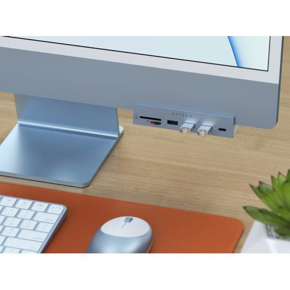 USB-хаб Satechi Aluminum USB-C Clamp Hub для 24" iMac. Цвет: синий