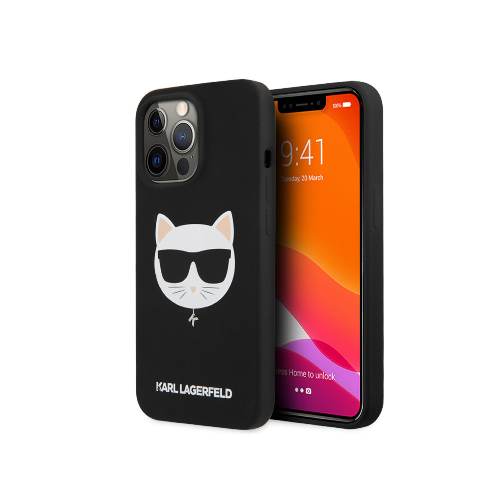 Чехол Lagerfeld для iPhone 13 Pro Liquid silicone Choupette Hard. Цвет: чёрный