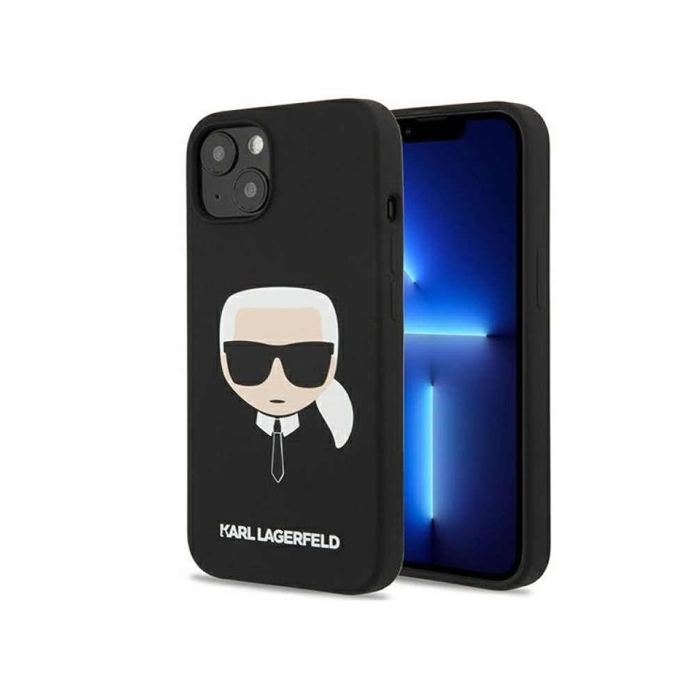 Чехол Lagerfeld для iPhone 13 Liquid silicone Karl's Head Hard. Цвет: чёрный