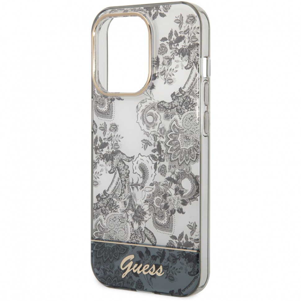 Чехол Guess для iPhone 14 Pro Max Liquid Glitter Triangle logo Hard. Цвет: прозрачный