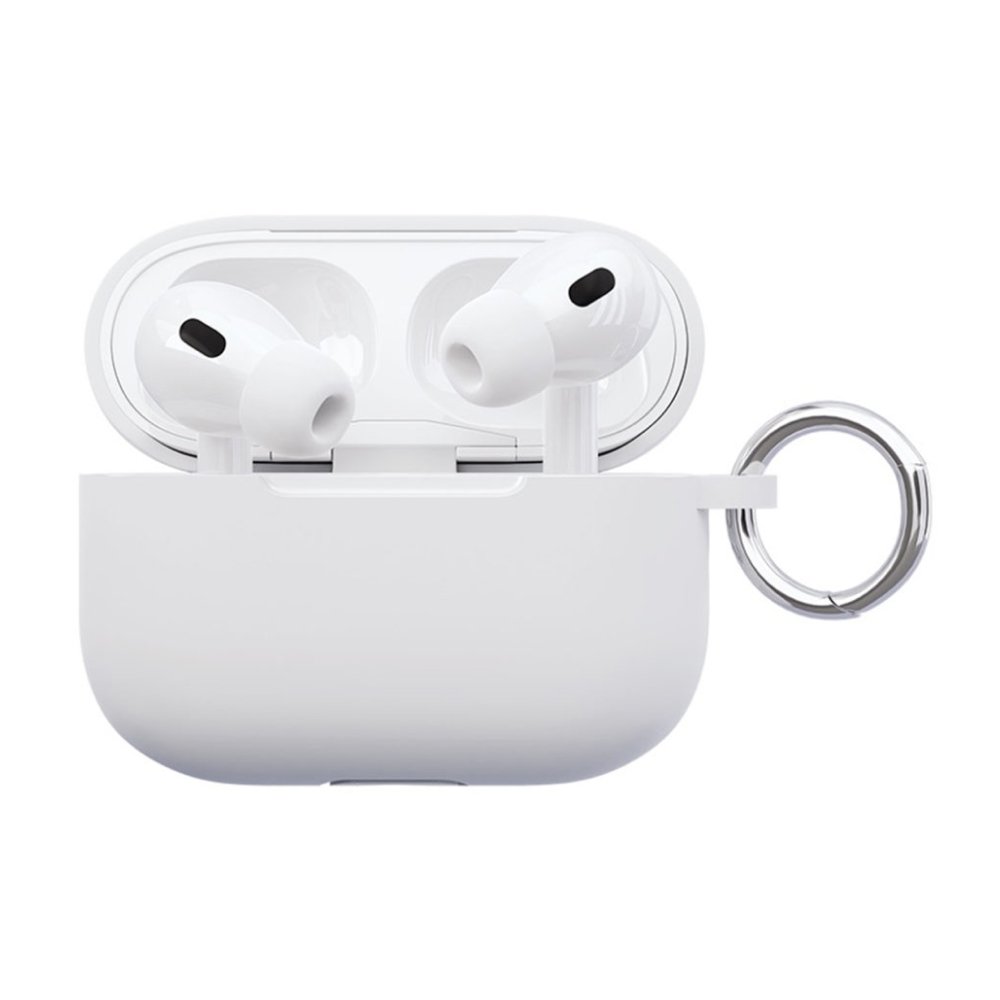 Чехол vlp Soft Touch для AirPods Pro 2, толстый силикон с кольцом. Цвет: белый