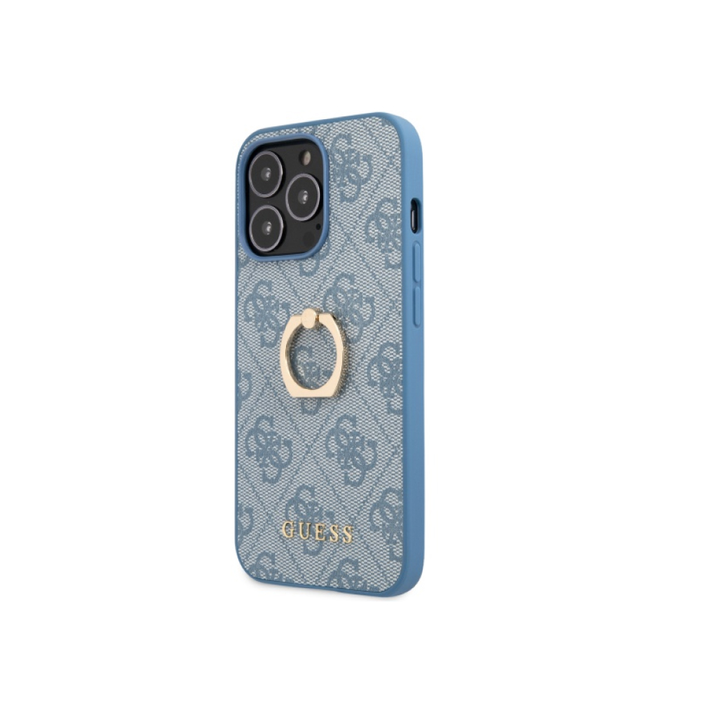 Чехол Guess для iPhone 13 Pro PU 4G + Ring. Цвет: синий