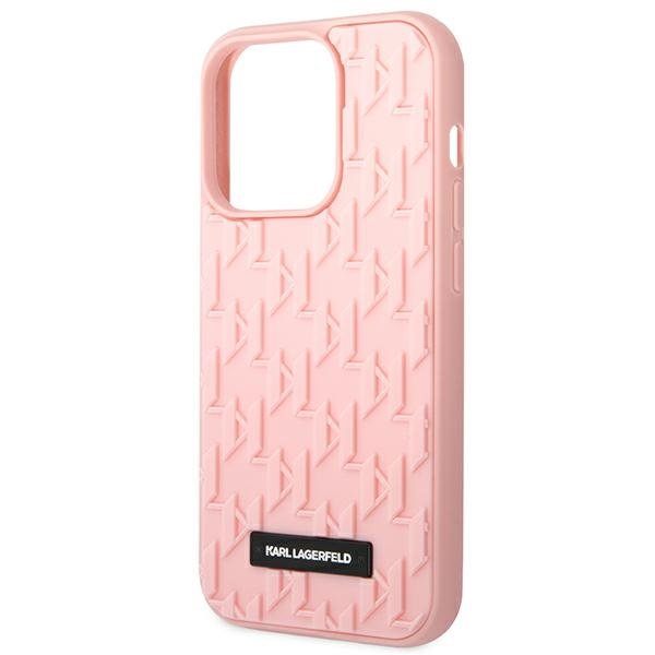 Чехол Lagerfeld для iPhone 14 Pro 3D Rubber Monogram w Metal logo Hard. Цвет: розовый