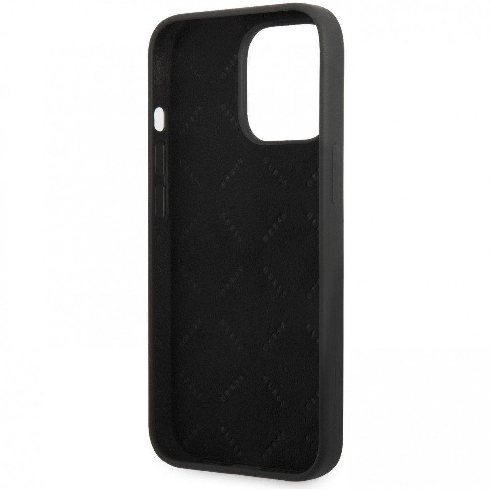 Чехол Guess для iPhone 13 Pro Max Liquid silicone 4G Small metal logo Hard. Цвет: чёрный