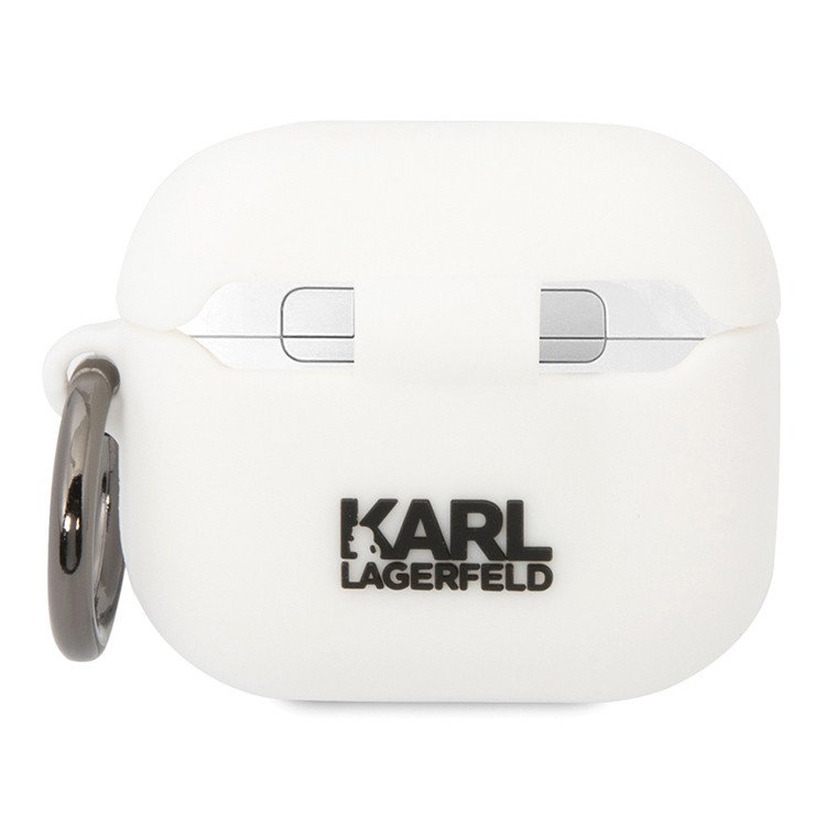 Чехол Lagerfeld NFT 3D Choupette для AirPods 3 с кольцом, силикон. Цвет: белый