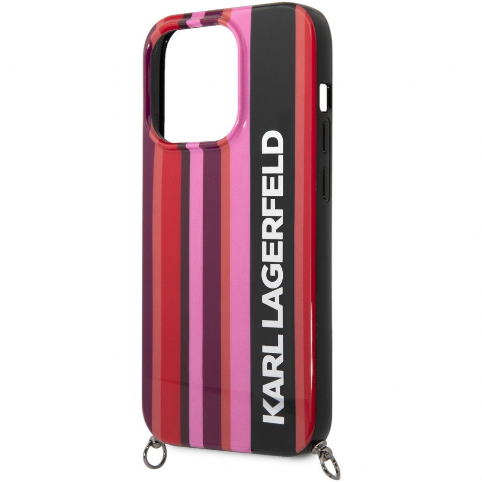 Чехол Lagerfeld для iPhone 14 Pro PC/TPU Choupette body Hard. Цвет: розовый/чёрный