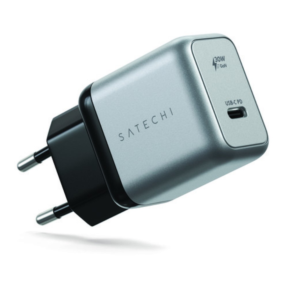 Сетевое зарядное устройство Satechi Wall Charger 30W, USB-C, GaN. Цвет: "Серый космос"