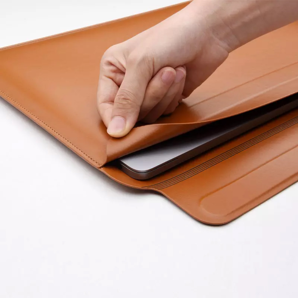 Чехол кожаный WIWU Skin New Pro 2 Leather Sleeve Skin Pro II для MacBook Pro 16". Цвет: коричневый