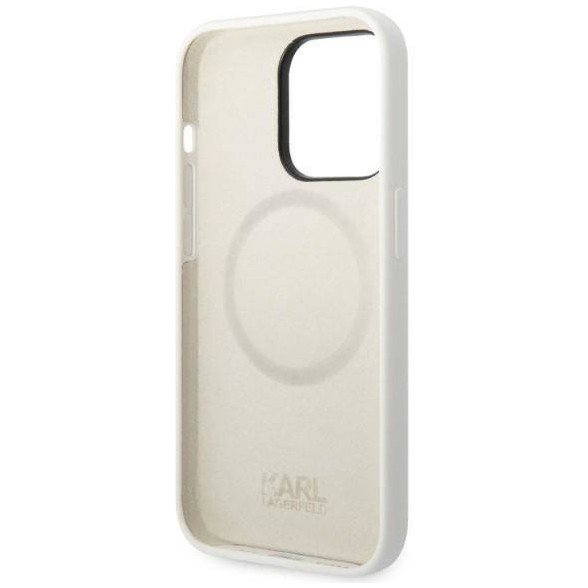 Чехол Lagerfeld для iPhone 14 Pro Liquid silicone NFT Choupette Hard (MagSafe). Цвет: белый