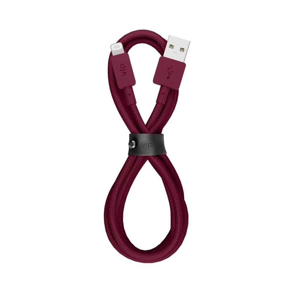 Кабель VLP Nylon Cable MFI Lightning — USB-A, 1.2 м. Цвет: марсала