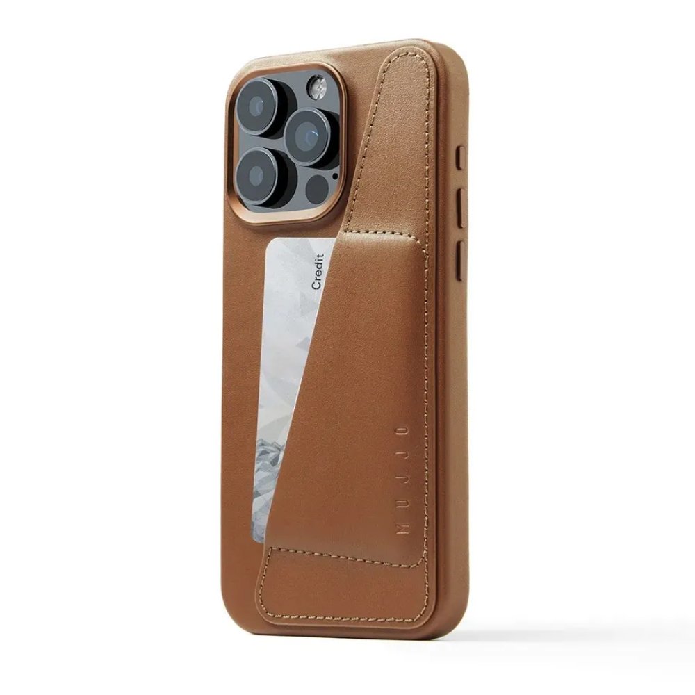 Чехол Mujjo Full Leather Wallet Case для iPhone 15 Pro Max, MagSafe, кожаный. Цвет: коричневый