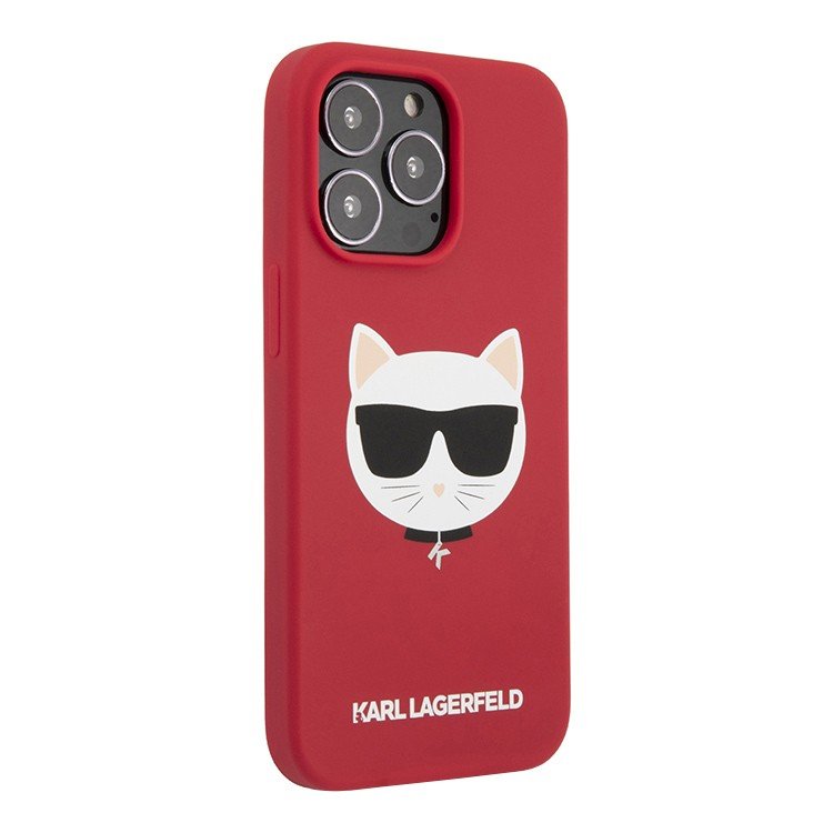 Чехол Lagerfeld для iPhone 13 Pro Liquid silicone Choupette Hard (MagSafe). Цвет: красный