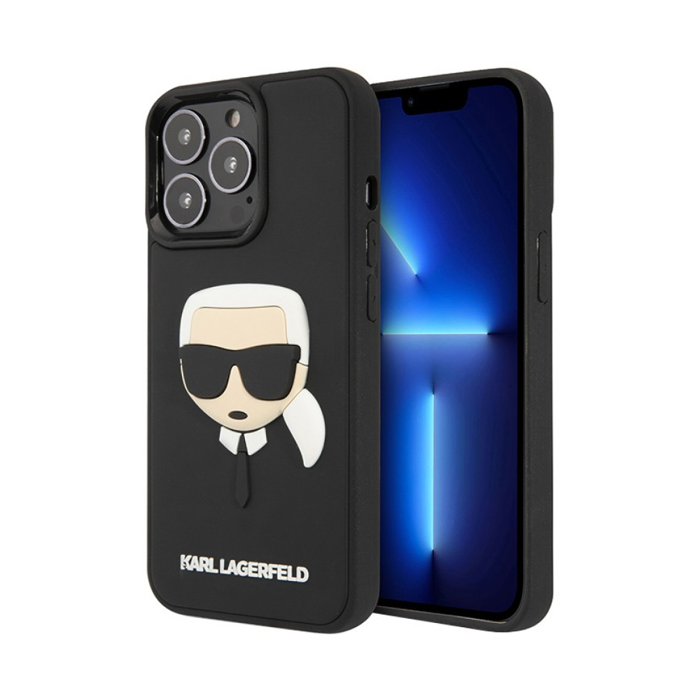 Чехол Lagerfeld для iPhone 13 Pro Max 3D Rubber Karl's head. Цвет: чёрный