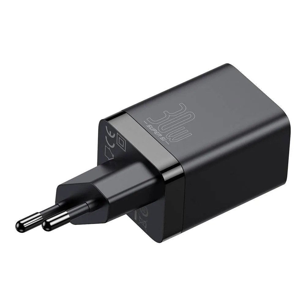 Адаптер питания Baseus USB + USB-C 30W Si Pro Quick Charger. Цвет: черный